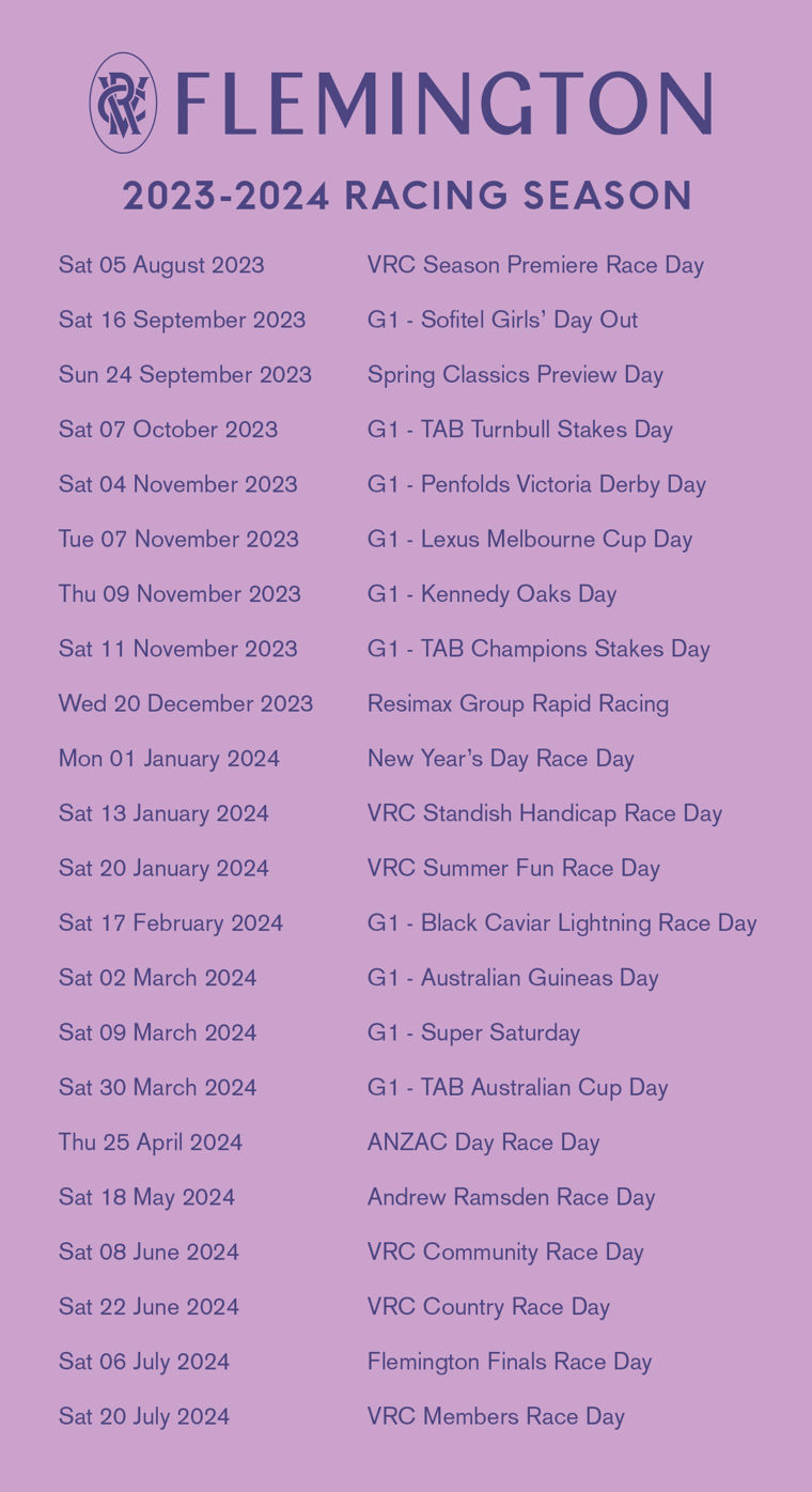 Flemington dates set for 20232024 racing season Latest News VRC
