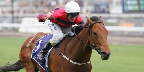 Weekend Hussler ridden by Brad Rawiller wins the 2007 Group 1 Coolmore Stud Stakes at Flemington. (Racing Photos)